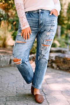 Immagine di PLUS SIZE JEANS DISTRESSED VINTAGE LOOK